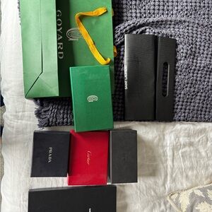 5 AUTH NEW DESIGNER BOXES & 2 BAGS